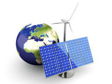 地球与太阳能风力发电高清图片
