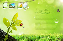 清新绿色植物风景PSD模板