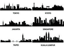 高楼大厦城市剪影矢量图