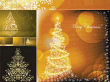 金色闪光圣诞树矢量图
