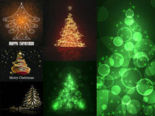 璀璨星光光芒圣诞树矢量图