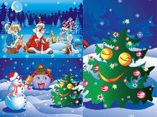 圣诞节卡通雪景海报矢量图