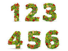 圣诞饰品组成的数字矢量图