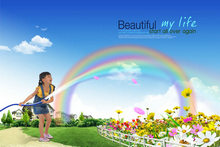 韩国儿童七色彩虹PSD模板