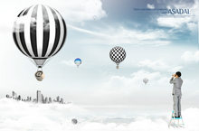 电子信息城市广场热气球PSD模板2