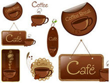 咖啡标签与贴纸挂牌矢量图