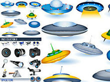 飞碟UFO与各式镜头矢量图