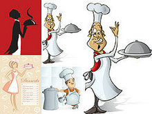 卡通服务员厨师形象矢量图
