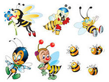可爱的蜜蜂卡通形象矢量图