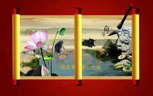 2011国画卷轴春节PPT模板