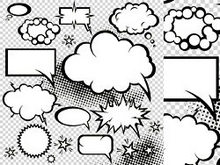漫画风格的蘑菇云层对话框矢量图5