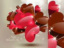 星光璀璨浪漫心形巧克力矢量图4