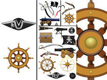 海盗船装备用品图标矢量图