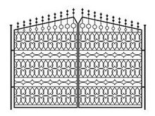 欧式花纹式铁门围墙矢量图