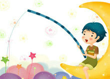 韩国插画儿童模板PSD源文件—月亮上的童话(3)