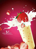 草莓冰淇凌广告PSD模板