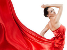 红色裙裾女子高清图片
