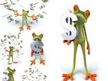 卡通青蛙与钞票高清图片