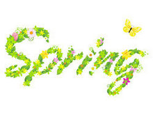 花朵树叶组成的spring矢量图