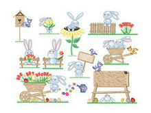 可爱复活节彩蛋兔子矢量图-2