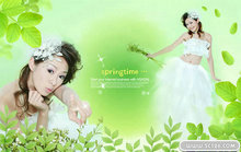 绿色时尚跨页婚纱PSD模板
