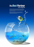 蓝色意境夏季热带鱼海报PSD素材