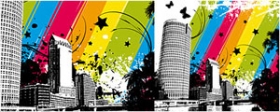 潮流城市建筑与色彩矢量图