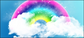 可爱彩虹云朵壁纸psd分层素材
