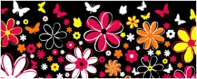 彩色蝴蝶及花朵矢量图