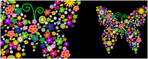 各种花卉组成的蝴蝶矢量图