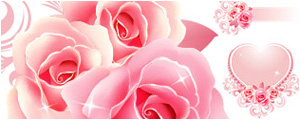 两款粉色玫瑰及心形矢量图