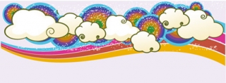 卡通潮流云朵彩虹背景矢量图