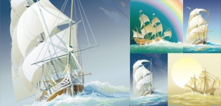 4款精美的古帆船矢量图