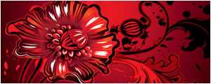 潮流红色花纹花卉矢量图