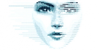 数字化女性脸孔矢量图