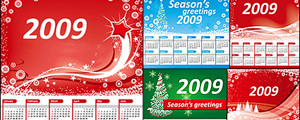 2009圣诞节主题年历矢量图