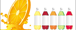 橙汁与空白饮料瓶矢量图