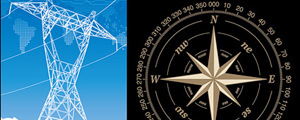高压电线架和指南针矢量图