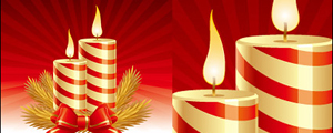 蜡烛蝴蝶结圣诞节元素矢量图