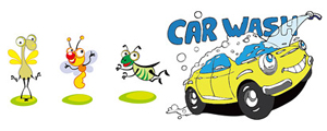 可爱卡通昆虫和汽车矢量图
