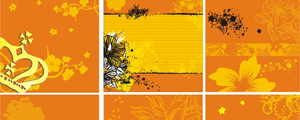 花纹花朵橙色背景矢量图