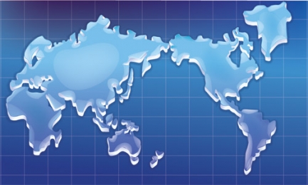 水晶质感世界地图矢量图