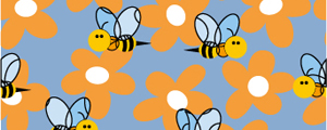 可爱蜜蜂花朵连续背景矢量图2