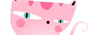 可爱粉色卡通小猫矢量图