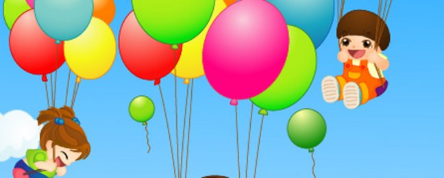 快乐儿童与气球矢量图下载