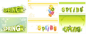 spring花纹立体字矢量图下载
