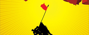 经典革命长征红旗矢量图