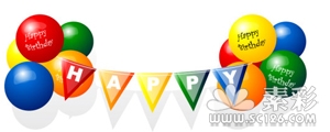 生日快乐气球元素矢量图