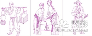 古代中国传统服饰矢量图-4