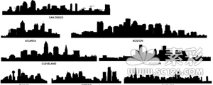 世界各城市名建筑剪影矢量图-1